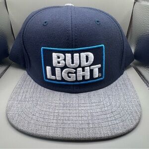 Bud Light Hat Cap Snap Back Blue/Gray Beer One Size Adjustable Snapback